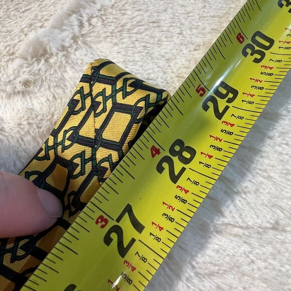 I GUELFI Mens Italian Designer 100% Silk Neck Tie Made in Italy Yellow Green Blu - Picture 5 of 5
